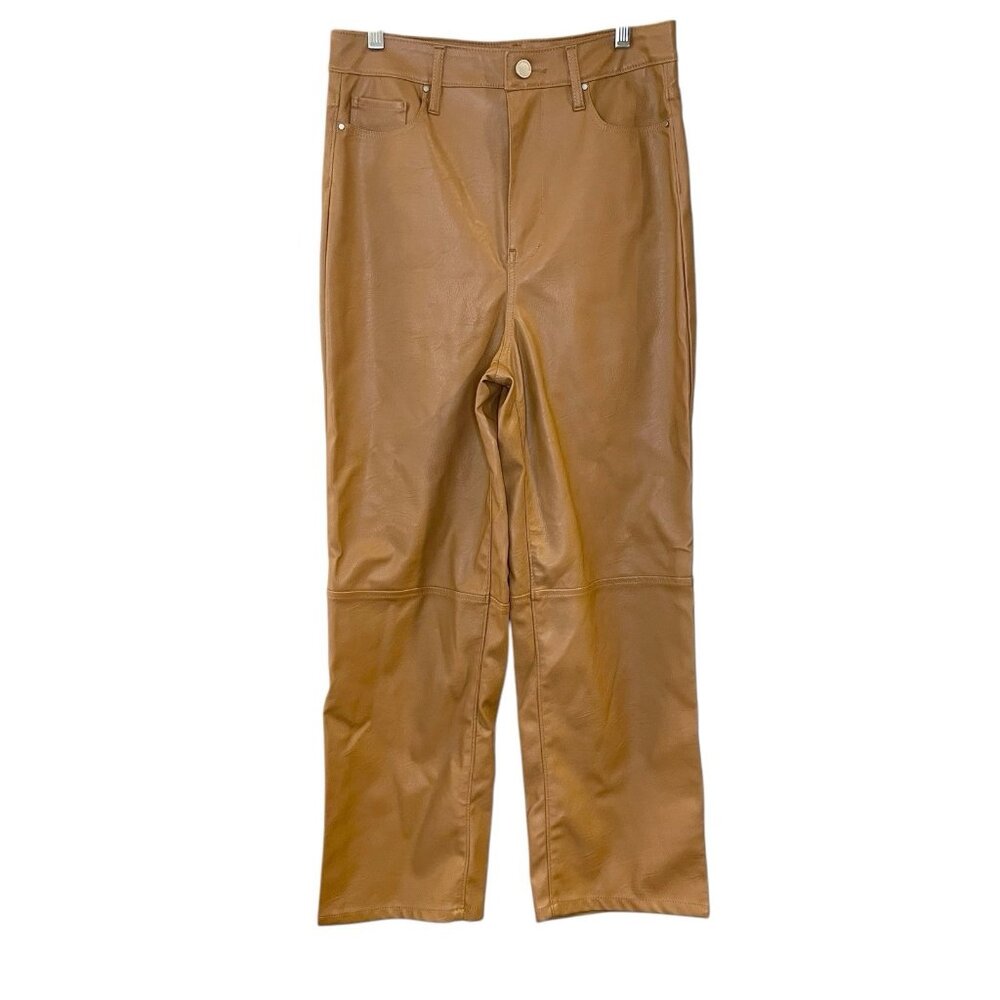 Blank NYC Women Brown Faux Leather Pants High Rise Cropped Vegan Size 28